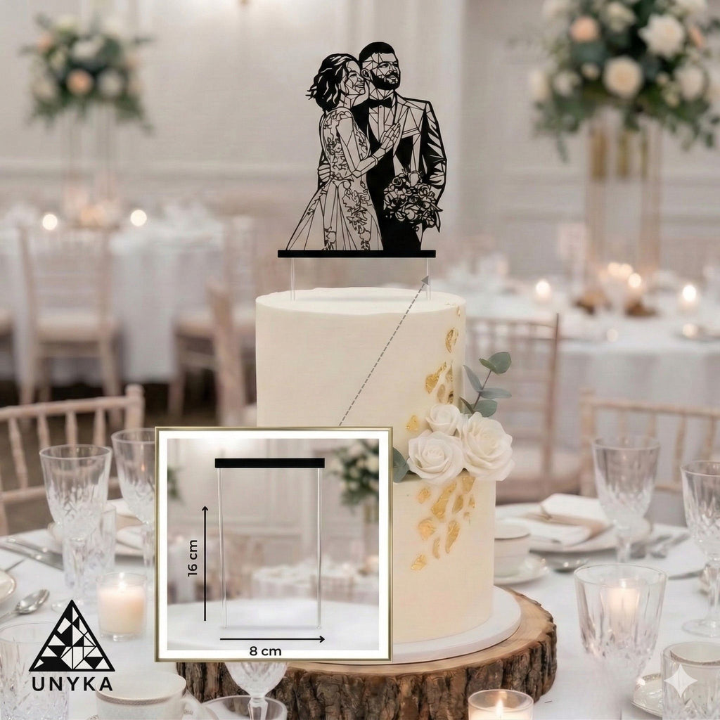 Cake topper personnalisé 3D dimensions 16x8cm avec socle amovible - Unyka